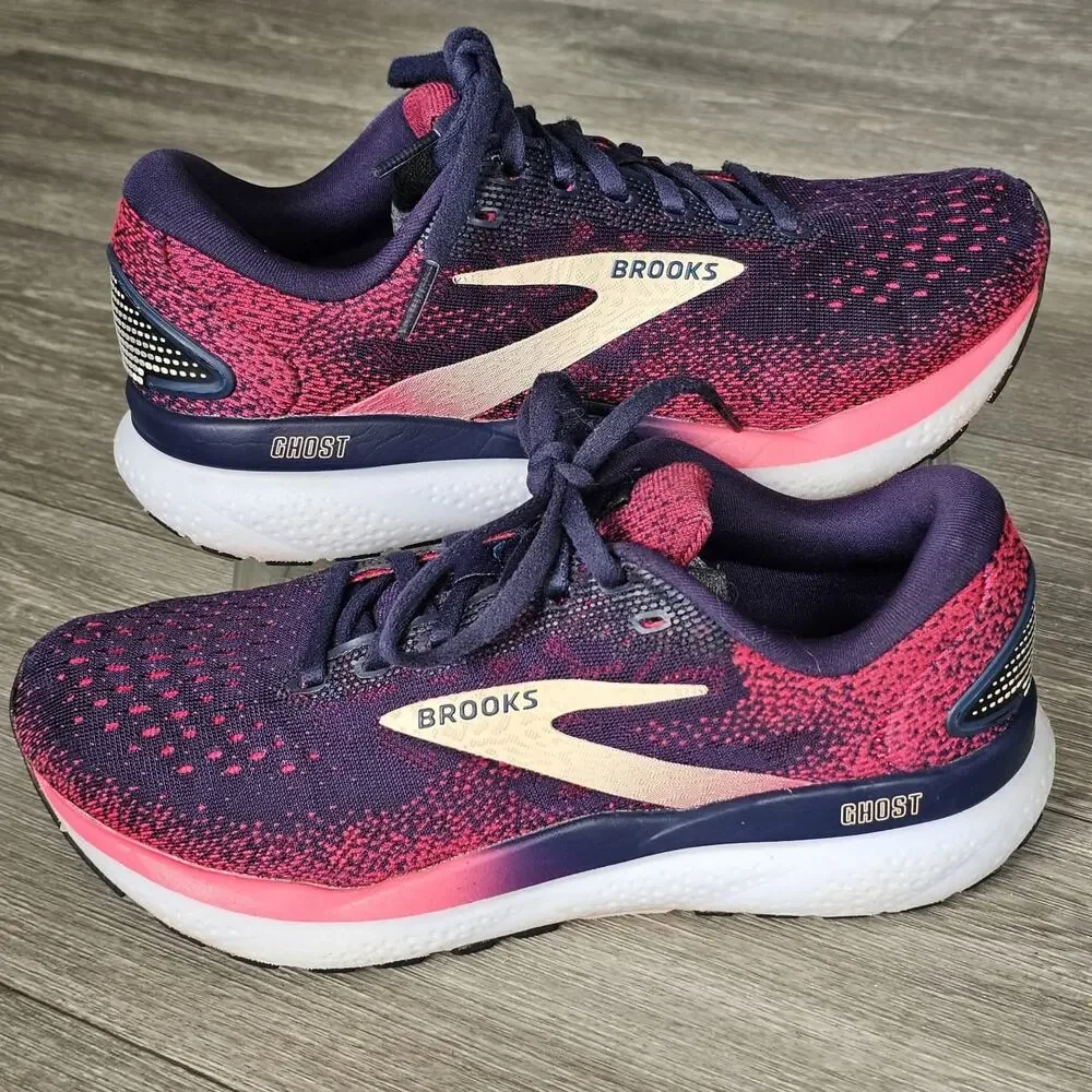 Brooks Ghost Women's Navy Purple and Pink Running Sneakers